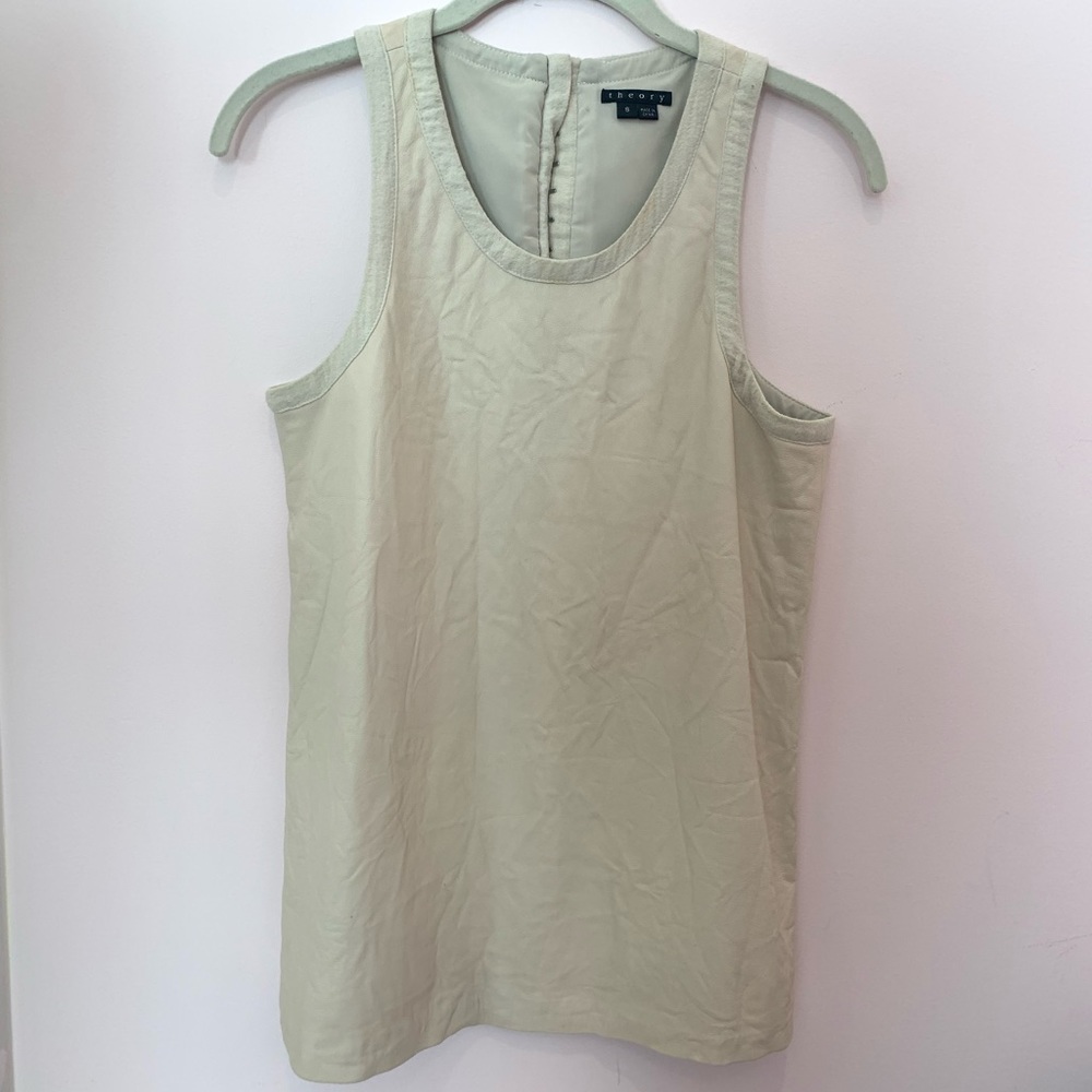 Theory beige leather sleeveless tank top